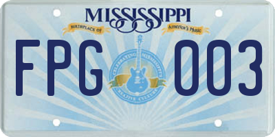 MS license plate FPG003