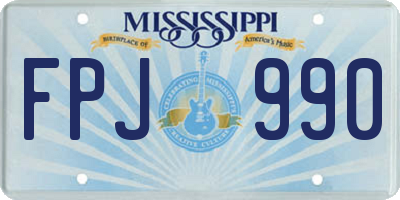 MS license plate FPJ990