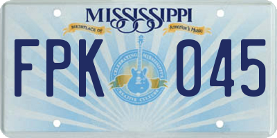 MS license plate FPK045