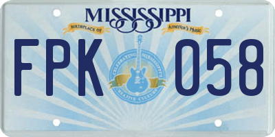 MS license plate FPK058