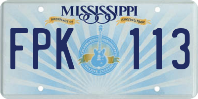 MS license plate FPK113