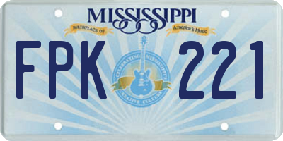 MS license plate FPK221