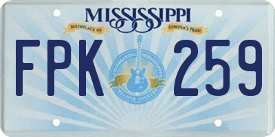 MS license plate FPK259