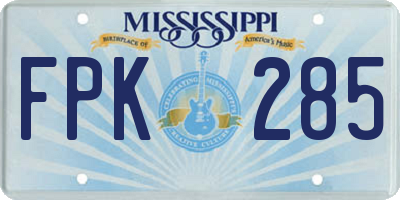 MS license plate FPK285