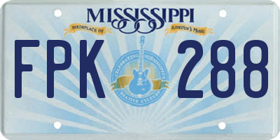 MS license plate FPK288