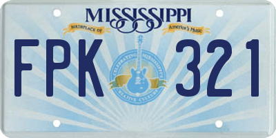 MS license plate FPK321
