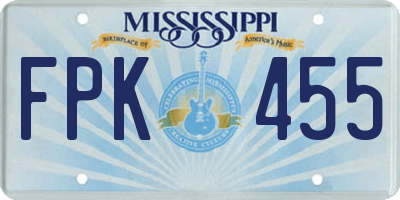 MS license plate FPK455