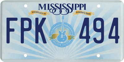 MS license plate FPK494