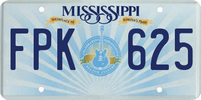 MS license plate FPK625