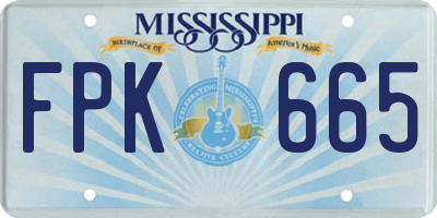 MS license plate FPK665