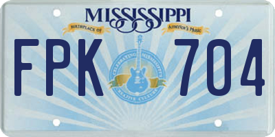 MS license plate FPK704