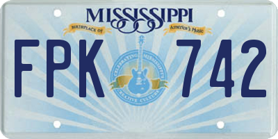 MS license plate FPK742