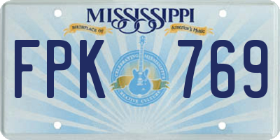 MS license plate FPK769