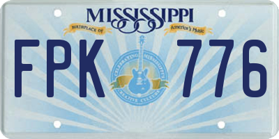 MS license plate FPK776