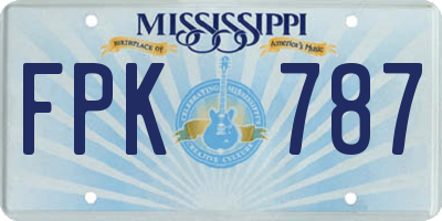 MS license plate FPK787