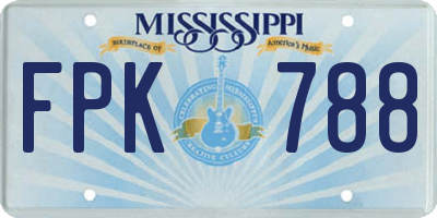 MS license plate FPK788