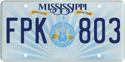 MS license plate FPK803