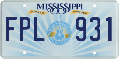 MS license plate FPL931