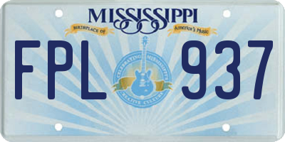 MS license plate FPL937