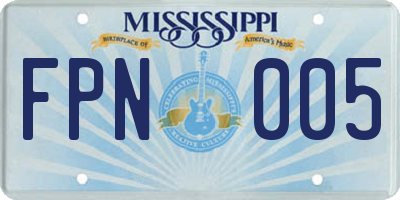 MS license plate FPN005