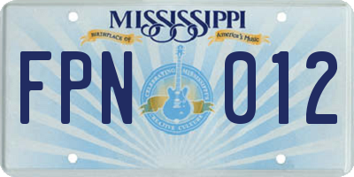 MS license plate FPN012