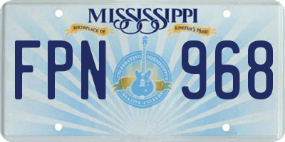 MS license plate FPN968
