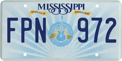 MS license plate FPN972