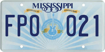 MS license plate FPO021