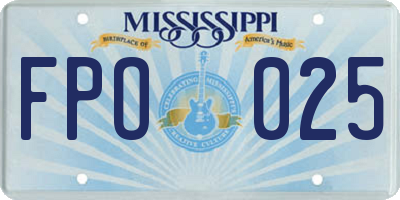 MS license plate FPO025