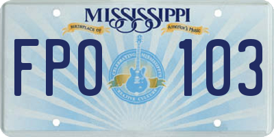 MS license plate FPO103