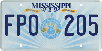 MS license plate FPO205