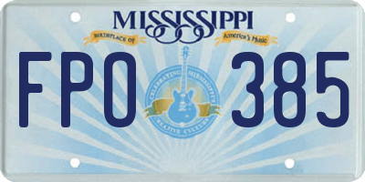MS license plate FPO385