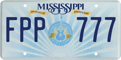 MS license plate FPP777