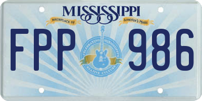 MS license plate FPP986