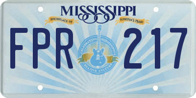 MS license plate FPR217