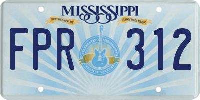 MS license plate FPR312