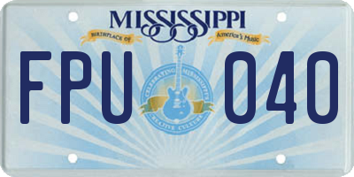 MS license plate FPU040