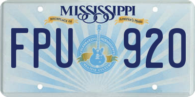 MS license plate FPU920