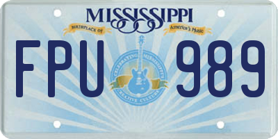 MS license plate FPU989