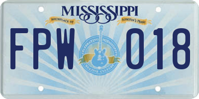 MS license plate FPW018