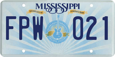 MS license plate FPW021