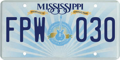 MS license plate FPW030
