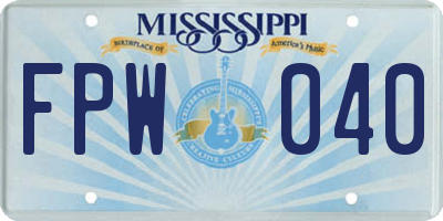 MS license plate FPW040