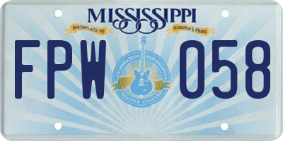 MS license plate FPW058