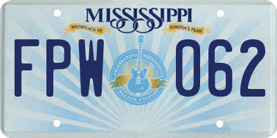 MS license plate FPW062