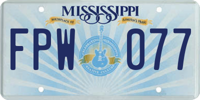 MS license plate FPW077