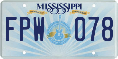 MS license plate FPW078