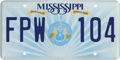 MS license plate FPW104