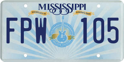 MS license plate FPW105