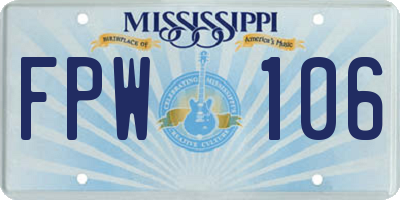 MS license plate FPW106